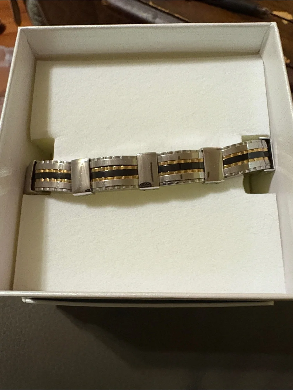 Two-Tone Stainless Steel Men's Bracelet - Silver & Gold